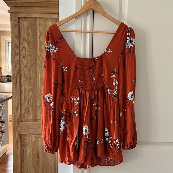 Urban outfitters Paulina orange floral jumpsuit medium - Picture 6 of 8